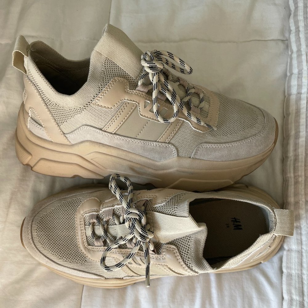 H&M Beige Cream Chunky Sneakers